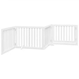 Dog Gate with Door Foldable 4 Panels White 320 cm Poplar Wood 352249