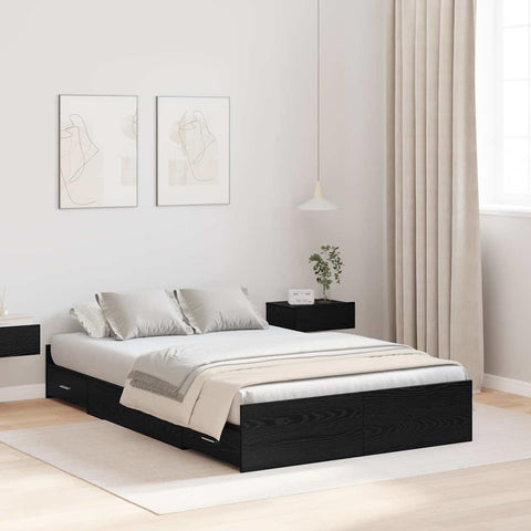 Storage Bed Frame Black oak 120 x 190 cm Engineered wood 3335326