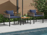 Outdoor Furniture Set Grey and Navy Blue Poly Rattan 42025235