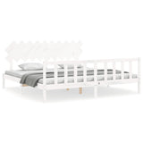 Bed Frame without Mattress White 200x200 cm Solid Wood Pine 3193487