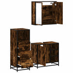 ZNTS 3 Piece Bathroom Furniture Set Smoked Oak Engineered Wood 3301027