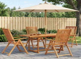 Outdoor Dining Set with Parasol 6 pcs Cream White and Natural 3438533