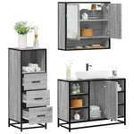 ZNTS 3 Piece Bathroom Furniture Set Grey Sonoma Engineered Wood 3301063