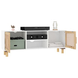 TV Cabinet White 105x30x40 cm Solid Wood Pine&Natural Rattan 345615