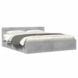 Bed Frame with Headboard without Mattress Concrete Grey 180x200 cm Super King 3295544