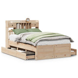 Bookcase Bed without Mattress 135x190 cm Double Solid Wood Pine 3308975