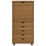Rolling Cabinet Honey Brown 53 x 39 x 103 cm Solid Pine Wood 42028368