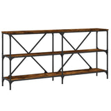 Console Table Smoked Oak 160x30x75 cm Engineered Wood and Iron 832850
