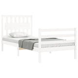 Bed Frame without Mattress White Single Solid Wood 3194277