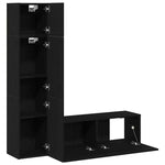 TV Cabinet Set Wall-mounted 4 pcs Black oak 130.5 x 30 x 140 cm 3333052