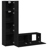 TV Cabinet Set Wall-mounted 4 pcs Black oak 130.5 x 30 x 140 cm 3333052