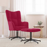 Relaxing Chair with a Stool Wine Red Velvet 328111