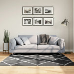 ZNTS Shaggy Rug PAMPLONA High Pile Modern Black and Cream 160x160 cm 375412