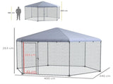 Chicken Coop for 10-15 Chickens, Hens, Rabbits, Ducks, Outdoor Garden Chicken Run, 4 x 3.5 x 2.6m T3398P552660