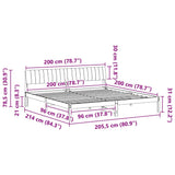Bed frame Brown and taupe 200 x 200 cm Solid pine wood 3394351