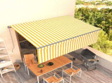 Manual Retractable Awning with Blind 4x3m Yellow&White 3069418