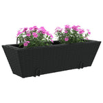 ZNTS Planters with hooks 2 pcs Black Poly Rattan 366401