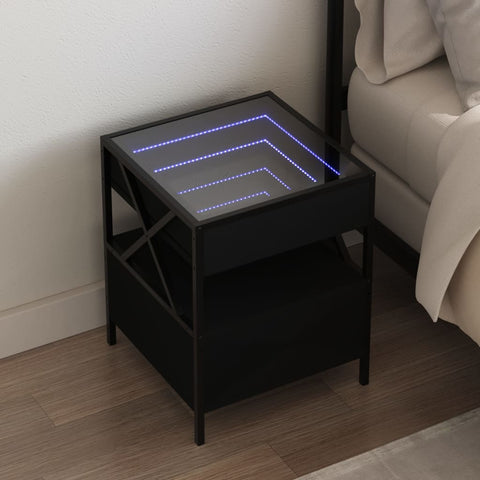 ZNTS Bedside Table with Infinity LED Black 40x40x51 cm 3284101