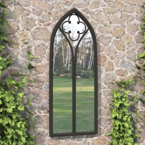 ZNTS Garden Mirror Black 100x45 cm Iron for Outdoor Use 318350