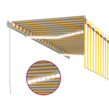 Manual Retractable Awning with Blind&LED 3.5x2.5m Yellow&White 3069283