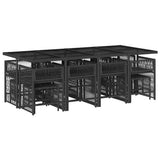 13 Piece Garden Dining Set with Cushions Black Poly Rattan 3211699