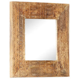 Hand-Carved Mirror 50x50x2.5 cm Solid Mango Wood 321647