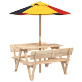 Picnic Table for 4 Kids with Umbrella Solid Wood Fir 3281617