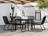 Dining Set Black Powder-coated Steel Medium Lightweight 3099180