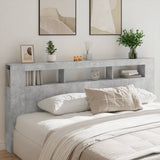 LED Headboard Concrete Grey 220x18.5x103.5 cm Engineered Wood 837375