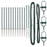 Ground Spike Fence Post 13 pcs Green Powder-Coated Steel 42004237