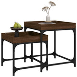 ZNTS Side Tables 2 pcs Brown Oak Engineered Wood 823286