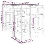 5 Piece Garden Bar Set Solid Wood Pine 3154750