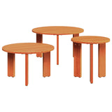 Coffee Table 3 pcs Wax Brown Solid pine wood 873564
