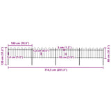 Garden Fence with Hoop Top Steel 714.5x80 cm Black 277650