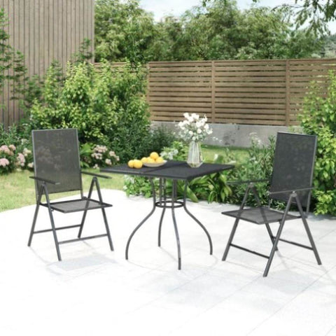 ZNTS 3 Piece Garden Dining Set Anthracite Steel 3187975