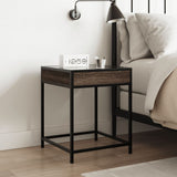 Bedside Table with Infinity LED Brown Oak 40x40x51 cm 3284095