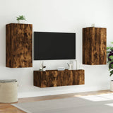 TV Wall Cabinet with LED Lights Smoked Oak 40.5x35x80 cm 837264