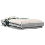 ZNTS Bed Frame with LED Lights without Mattress Grey Sonoma 90x200cm 3281124