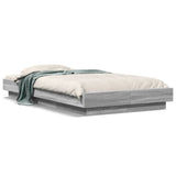 ZNTS Bed Frame with LED Lights without Mattress Grey Sonoma 90x200cm 3281124