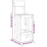 3 Piece Garden Bar Set Grey Solid Wood Pine 3157795