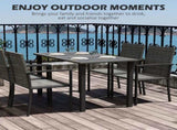 Outdoor Dining Set 5 Pieces Patio Conservatory with Tempered Glass Tabletop,4 Dining Chairs - Grey T3398P325285