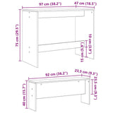 Dining Set 2 pcs Black oak Engineered Wood 875221