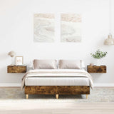 Bed Frame No Mattress Smoked Oak 135x190 cm Double Engineered Wood 861070