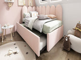 Upholstered Bed Daybed With Pull-Out Bed, 3FT Single Sofa Bed 90X190Cm,Guest Beds For Adults and N601P272133P