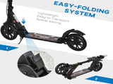 Adult Teens Kick Scooter Foldable Height Adjustable Aluminium Ride On Toy for 14 w/ Rear Wheel & T3398P349438