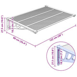Door Canopy Grey and Transparent 122x90 cm Polycarbonate 153690