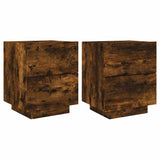 Bedside Cabinets with LED Lights 2 pcs Smoked Oak Engineered Wood 836744