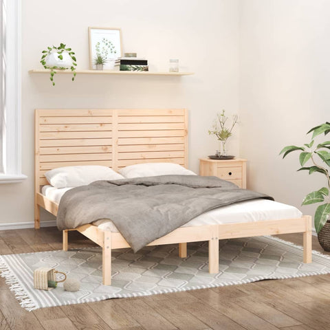ZNTS Bed Frame without Mattress 140x200 cm Solid Wood 3104608