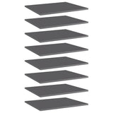 Bookshelf Boards 8 pcs High Gloss Grey 60x50x1.5 cm Engineered Wood 805281