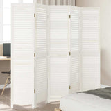 Room Divider 5 Panels White Solid Wood Paulownia 358838